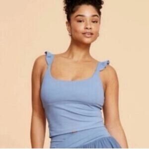 NWT Blogilates Blue Ruffle Strap Women's Top